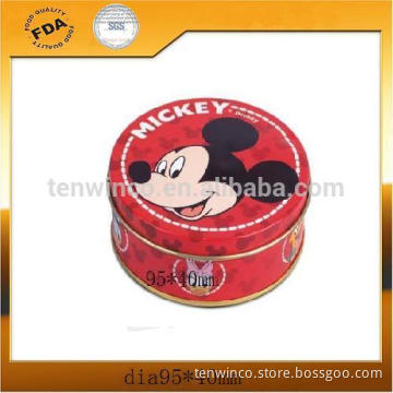 Popular Cartoon Printed Cracker Tin Boxes Round Aluminum Gift Tin Boxes